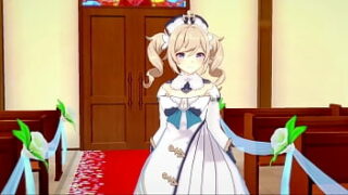 Genshin Impact Hentai – Barbara & Venti boobjob & hard penetrarion sitting at bench