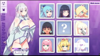 Waifu Hub [PornPlay Parody Hentai game] Emilia from Re-Zero couch casting – Part2 Naughty girl not so innocent like to deepthroat